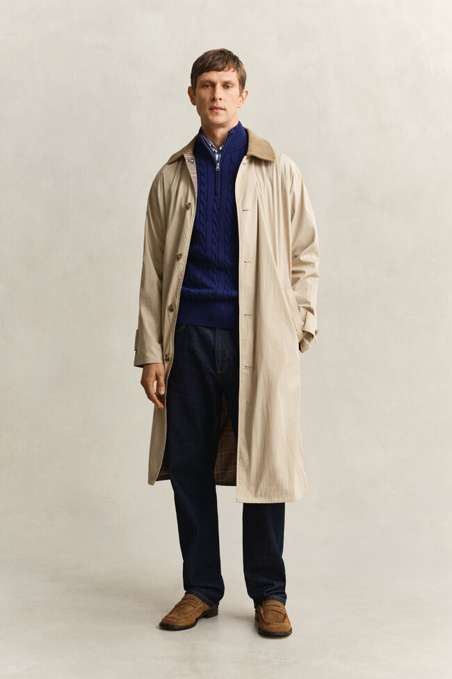 Cotton Cable Knit Half-Zip Sweater