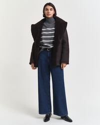 Striped Superfine Lambswool Turtleneck Sweater