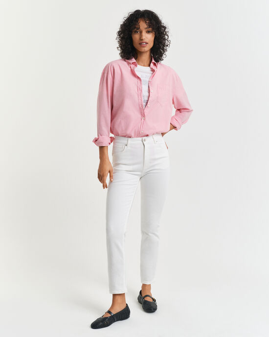 Slim Fit Cropped White Jeans