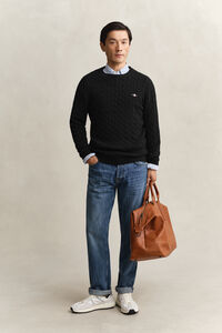 Cotton Cable Knit Crew Neck Sweater