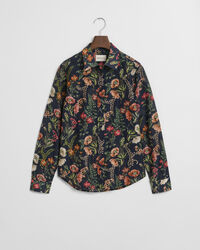 Regular Fit Floral Printed Cotton Silk Shirt