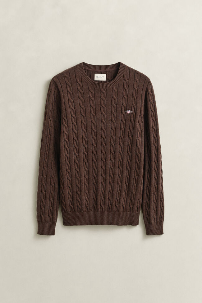 Cotton Cable Knit Crew Neck Sweater