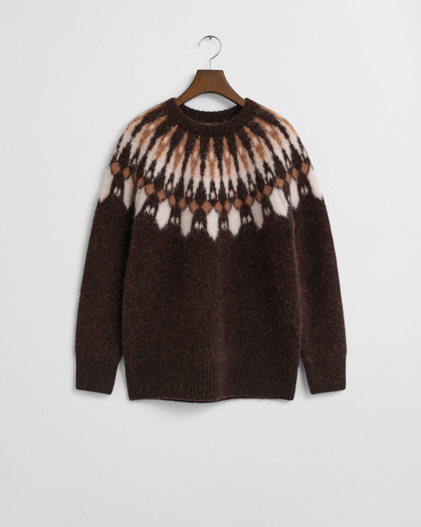 Alpaca Blend Fair Isle Crew Neck Sweater
