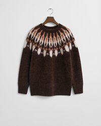 Alpaca Blend Fair Isle Crew Neck Sweater