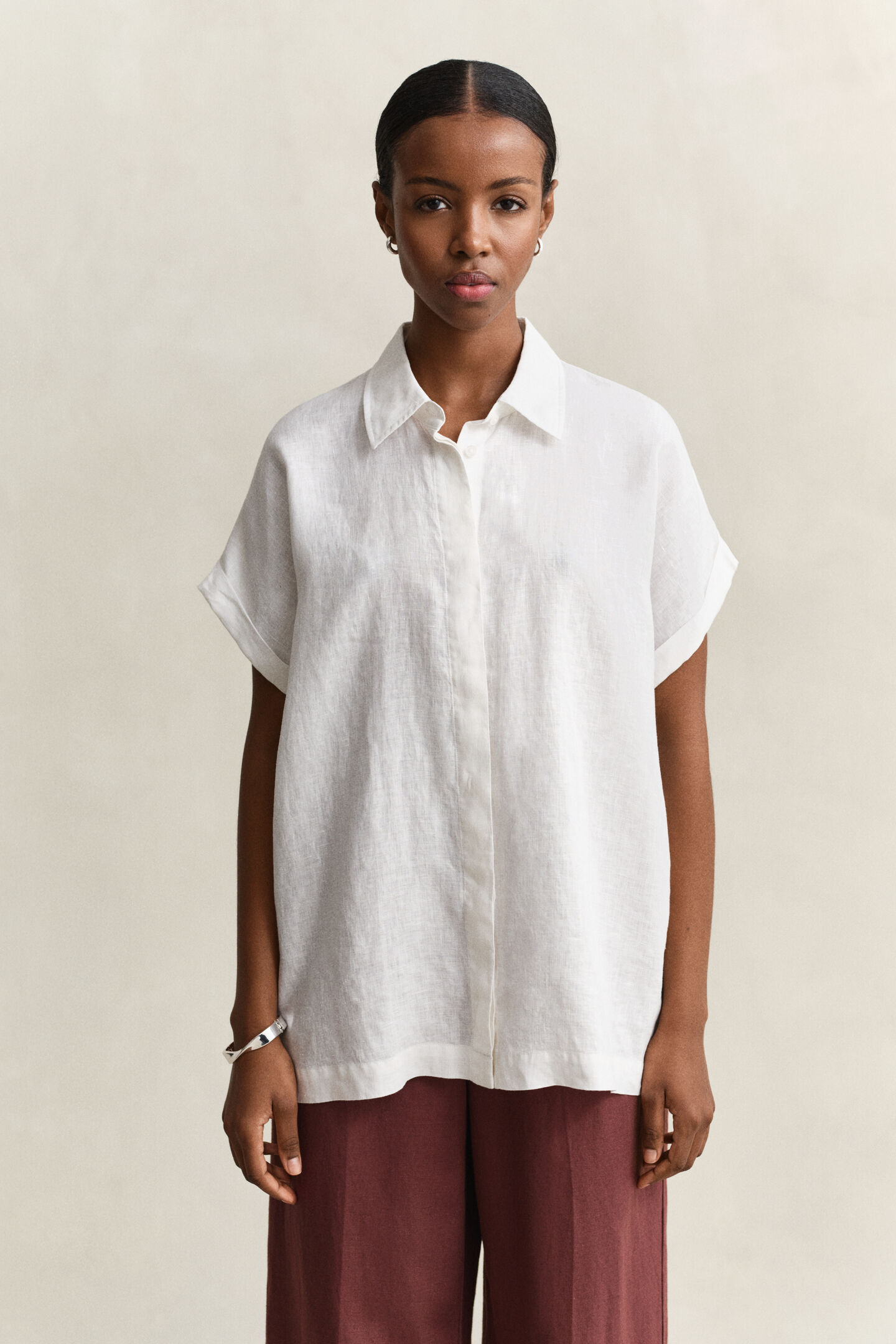 Linen Cap Sleeve Shirt