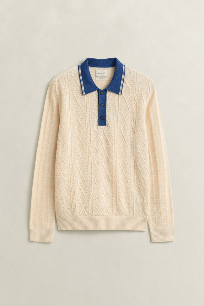 Cable Knit Polo Sweater