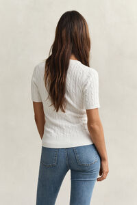 Cable Knit Short Sleeve Sweater