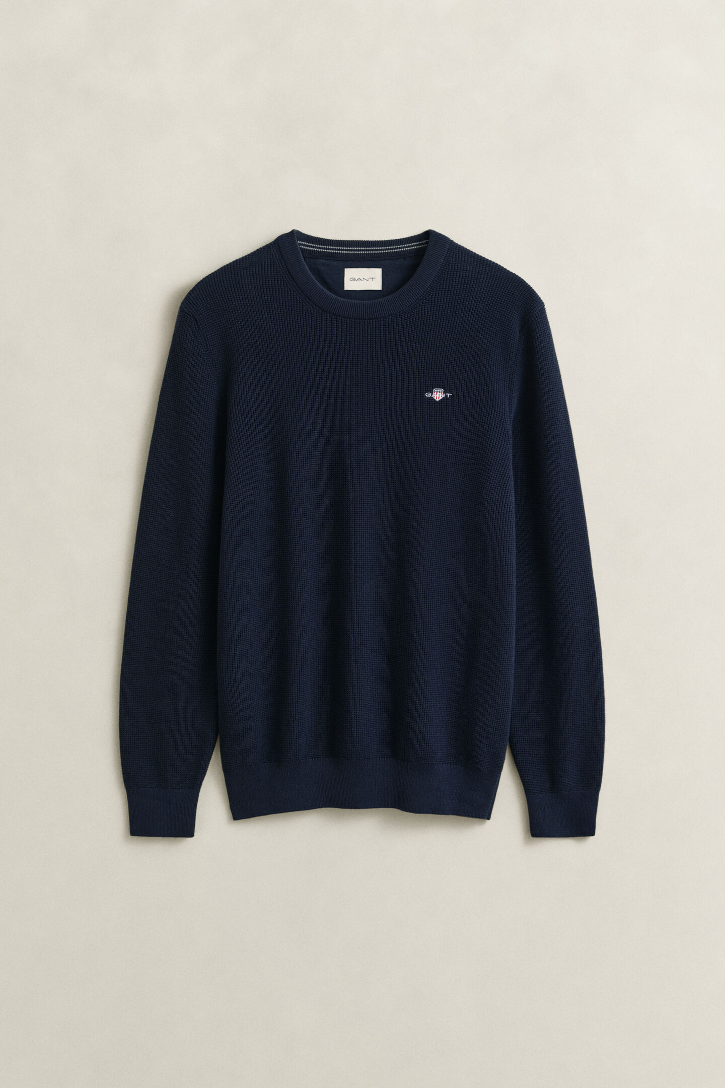 Textured Cotton Crew Neck Sweater