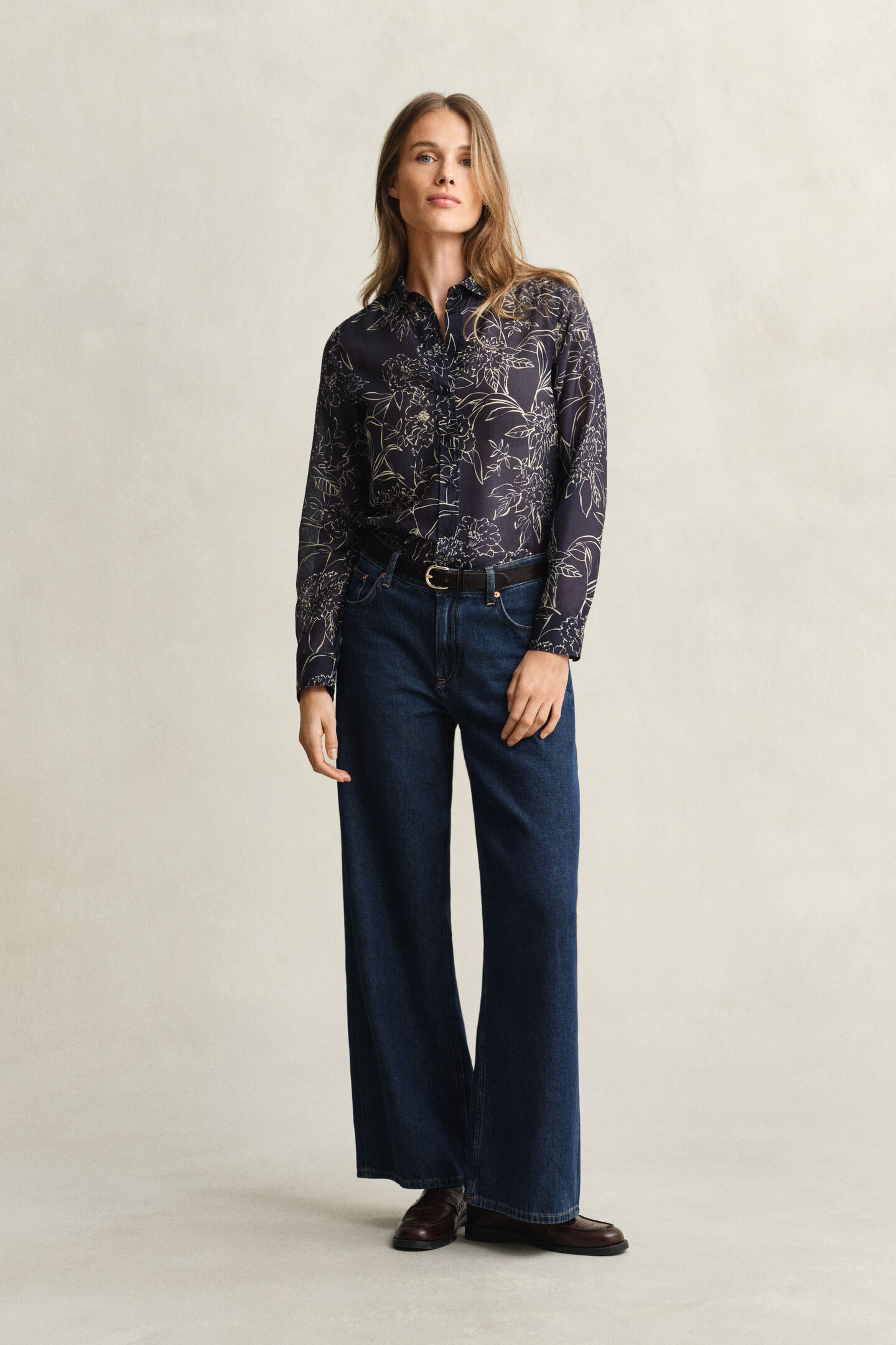 Regular Fit Floral Print Cotton Silk Shirt