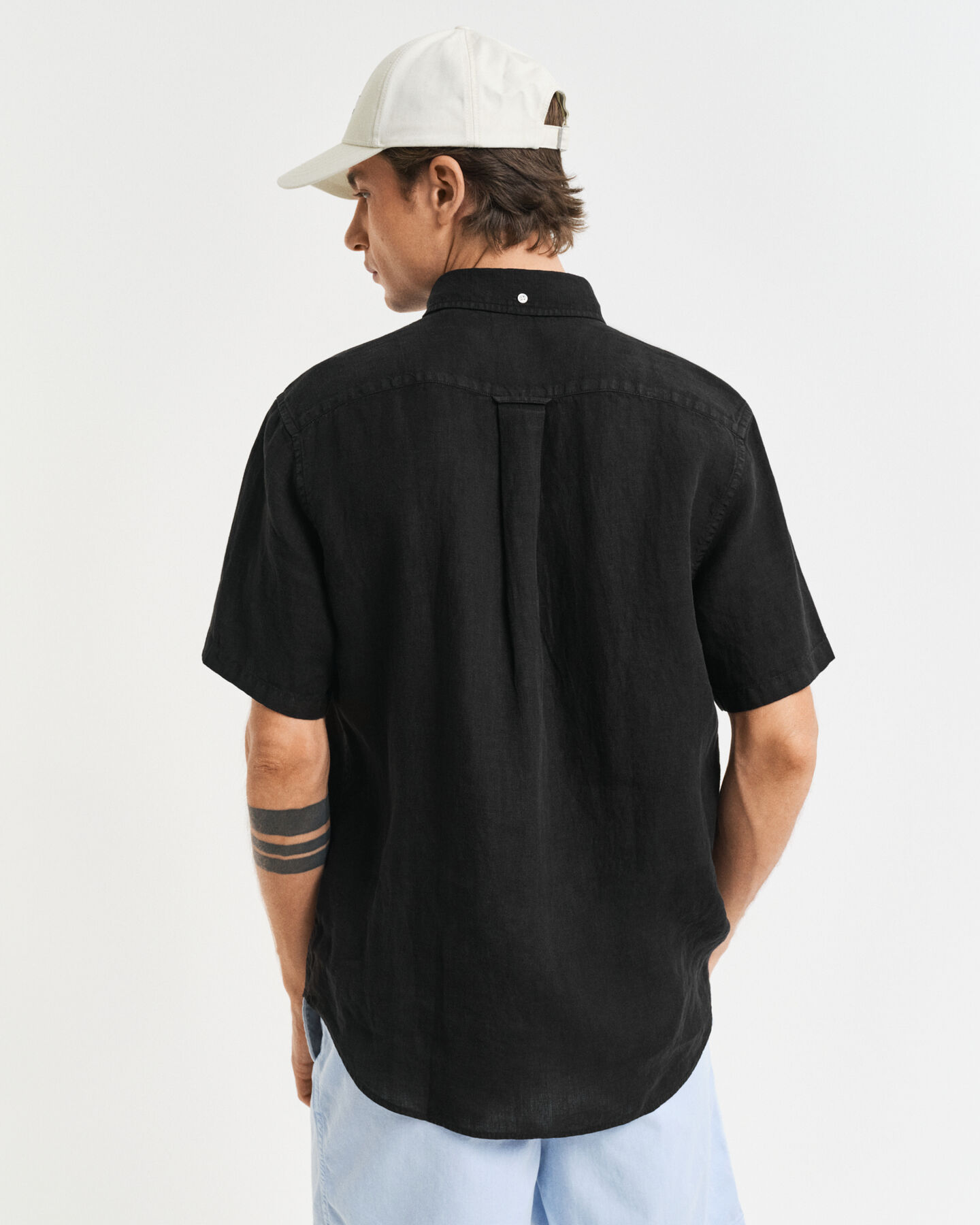 Regular Fit Garment-Dyed Linen Short Sleeve Shirt