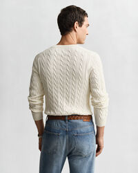 Cotton Cable Knit Crew Neck Sweater