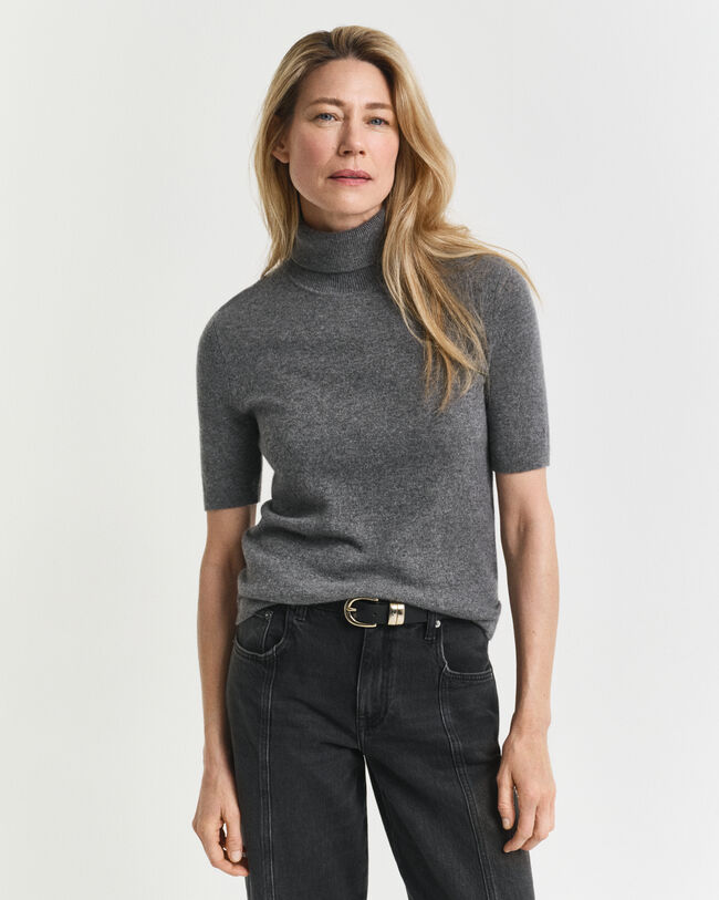 Short Sleeved Cashmere Turtleneck Sweater