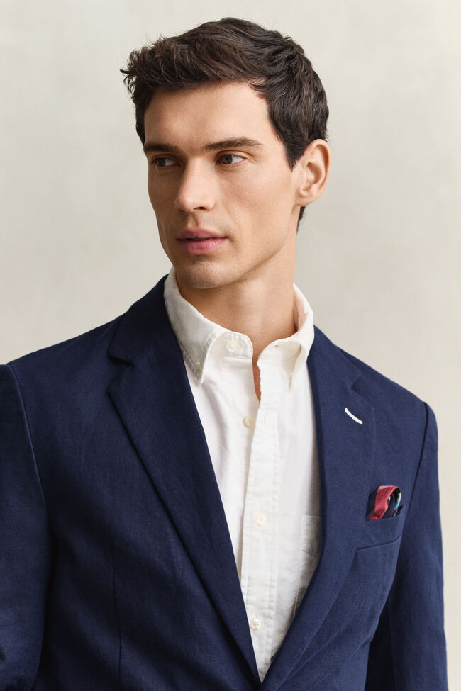 Textured Cotton Blend Suit Jacket