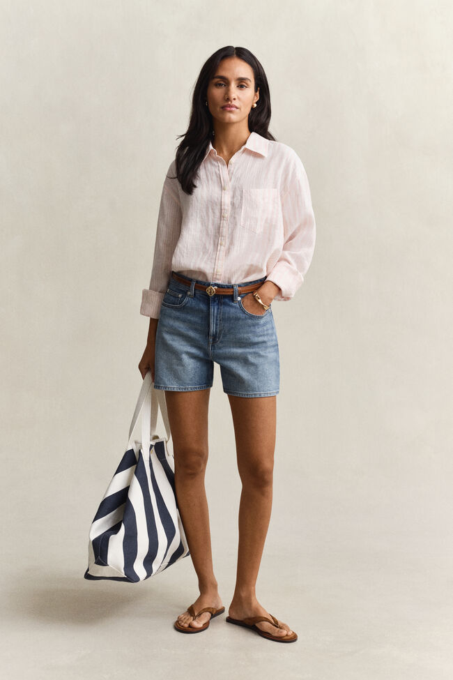 Relaxed Fit Striped Linen Shirt
