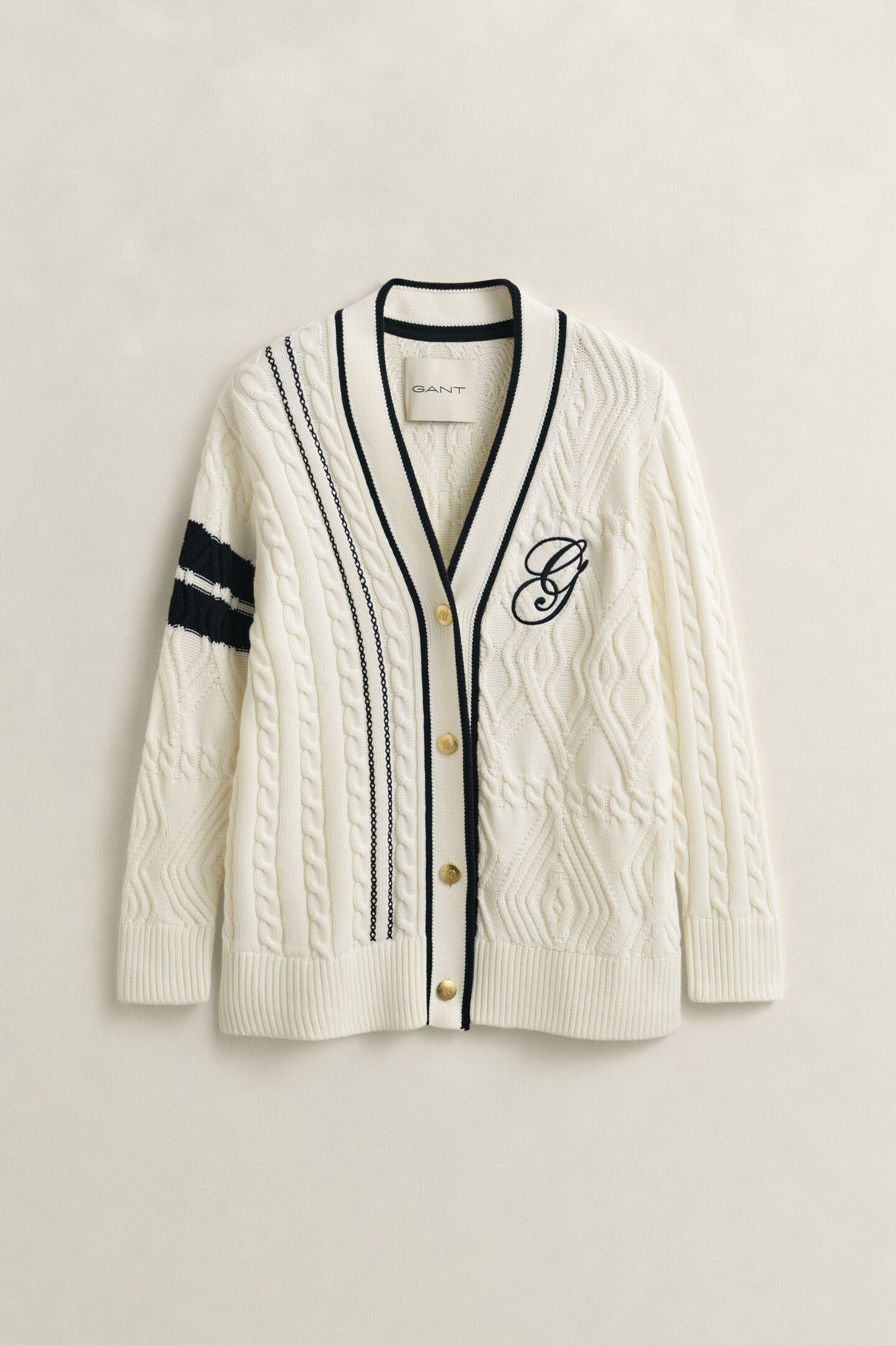 Varsity Cable Knit Cardigan