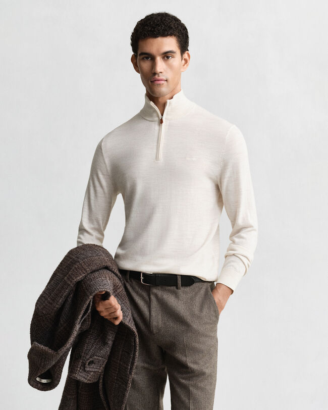 Extra Fine Merino Wool Half-Zip Sweater