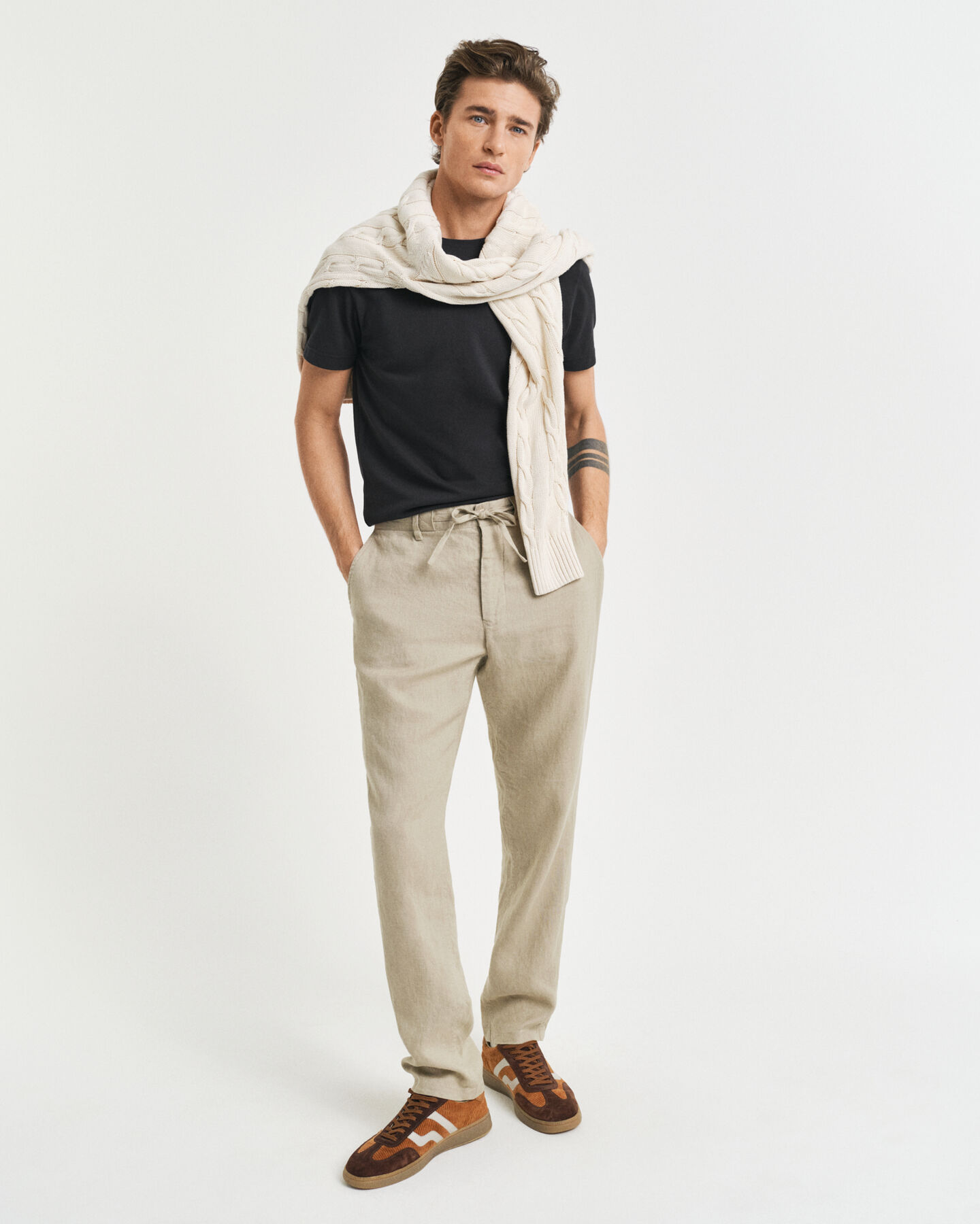 Relaxed Fit Linen Drawstring Pants