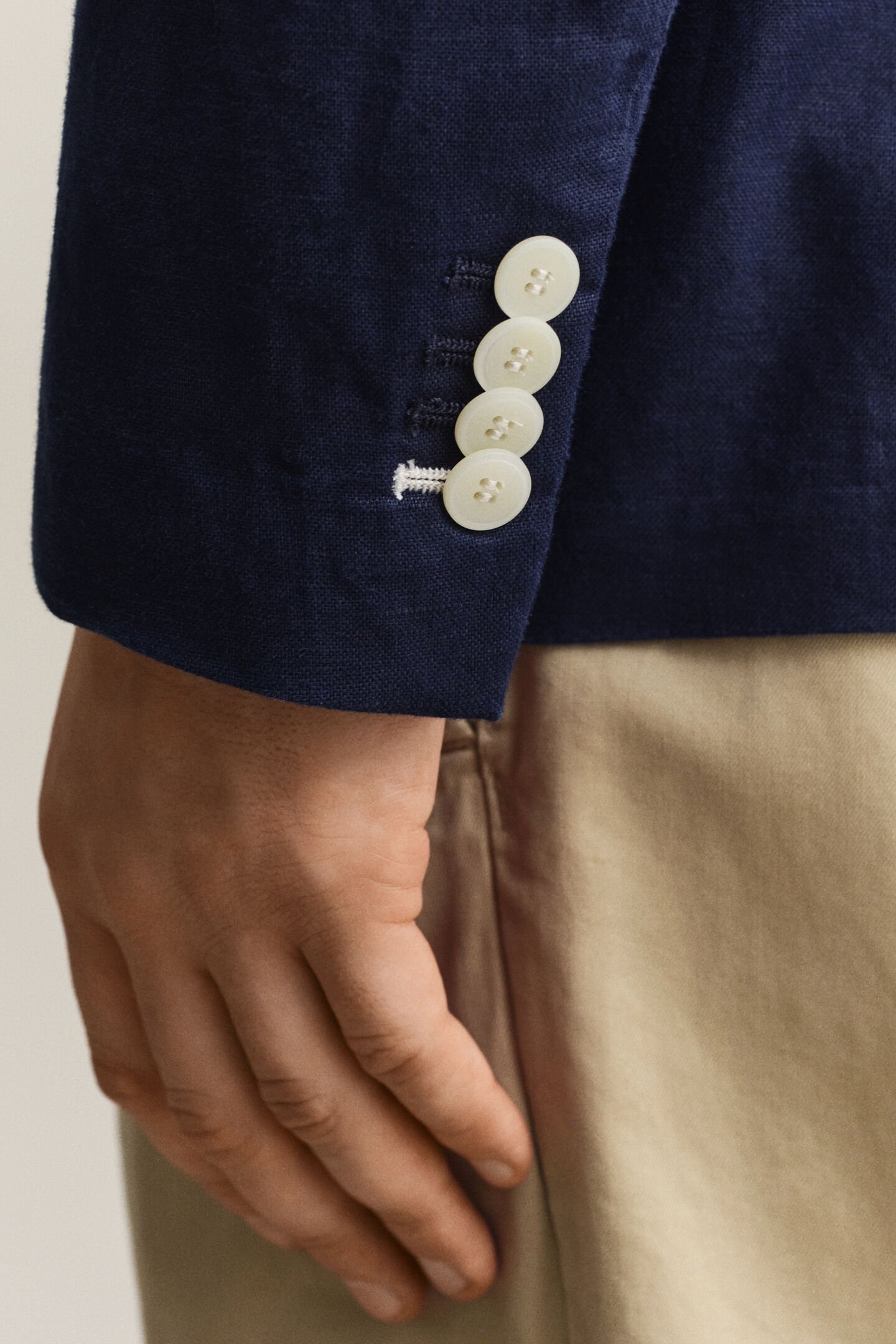 Textured Cotton Blend Suit Jacket