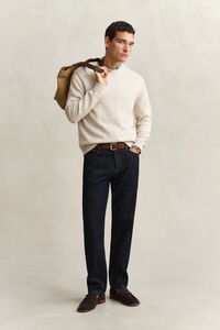 Cotton Blend Crew Neck Sweater