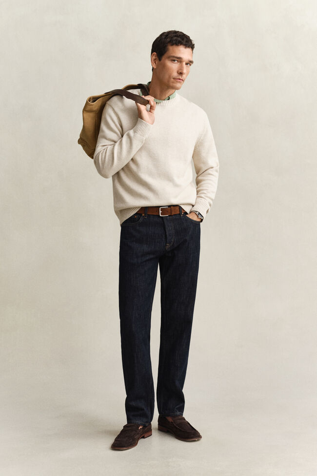 Cotton Blend Crew Neck Sweater