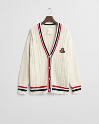 Gant Varsity Cable Knit V-Neck Cardigan