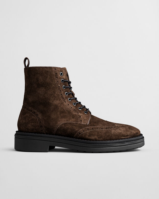 Boggar Suede Brogue Lace-Up Boots