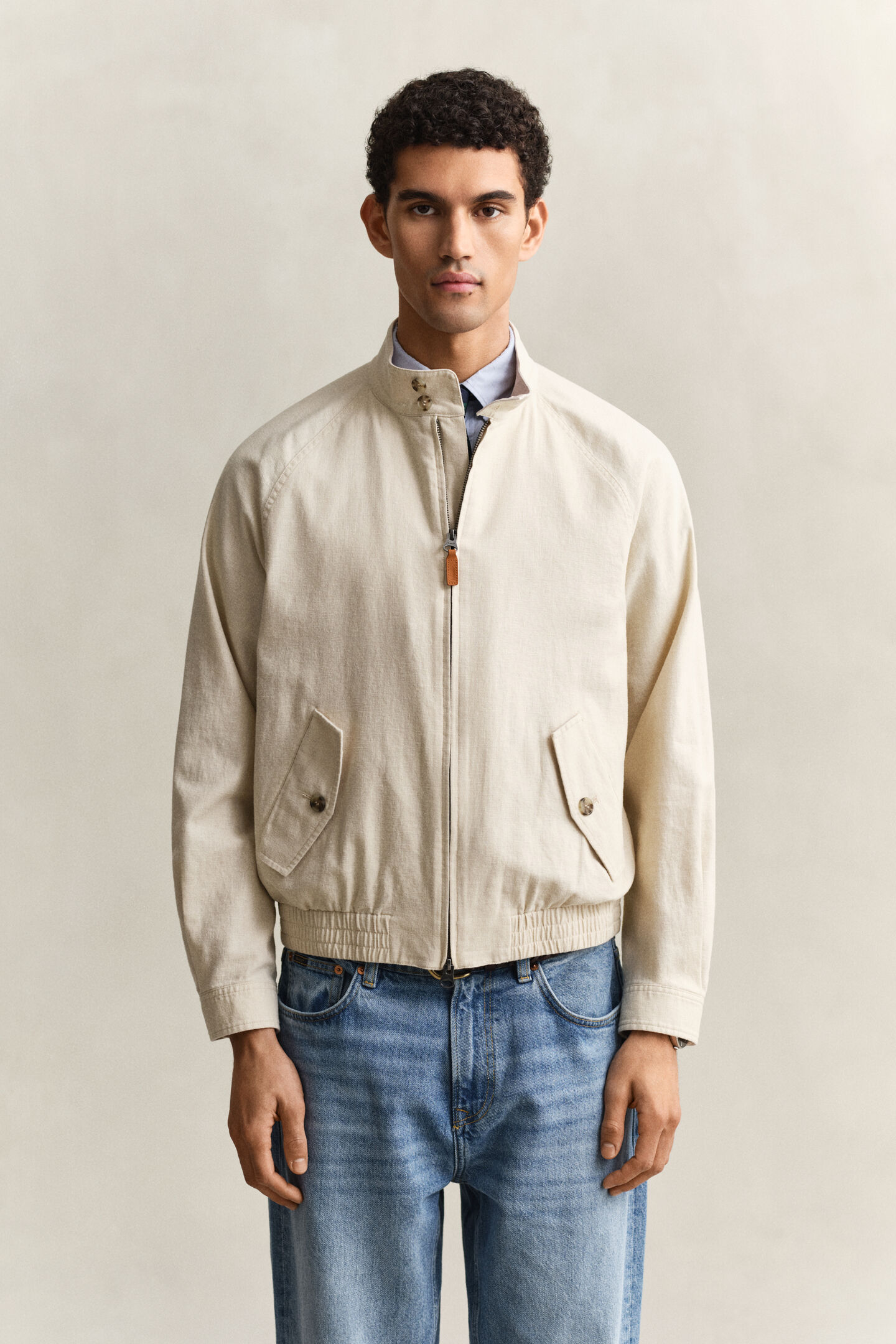 Linen Blend Harrington Jacket