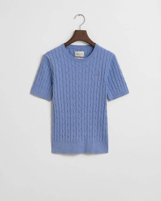 Stretch Cotton Cable Knit Sweater