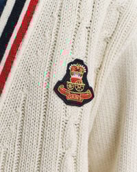Gant Varsity Cable Knit V-Neck Cardigan