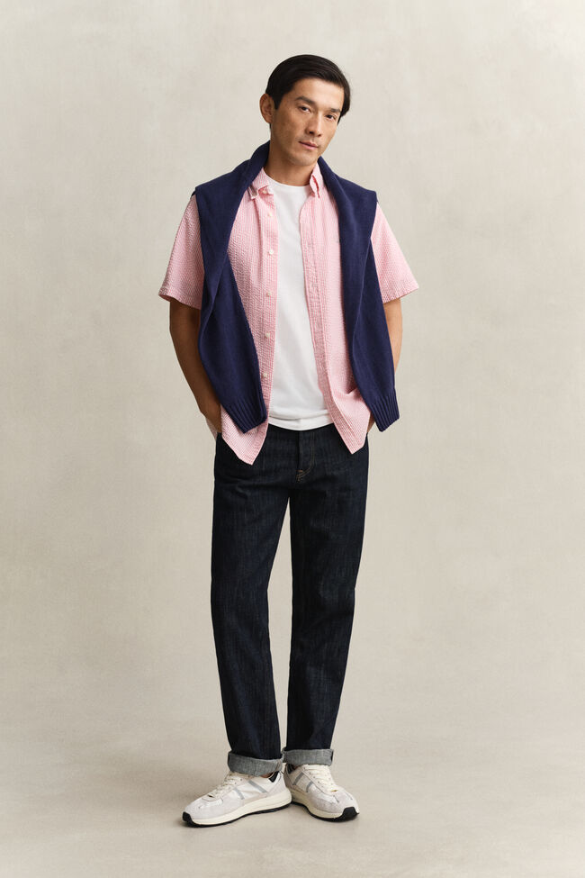 Striped Seersucker Short Sleeve Shirt