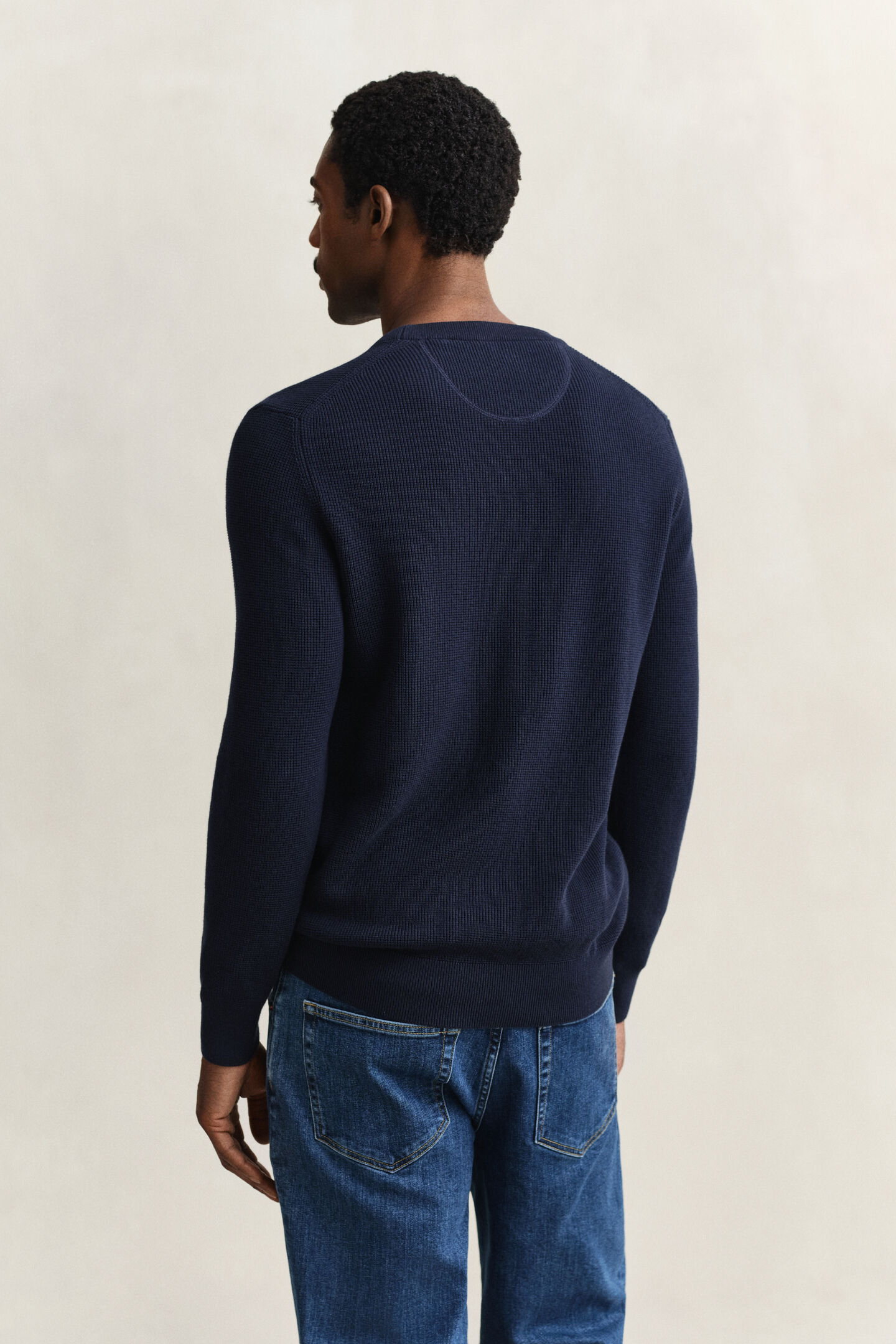 Textured Cotton Crew Neck Sweater
