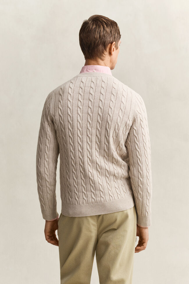 Cotton Cable Knit Crew Neck Sweater