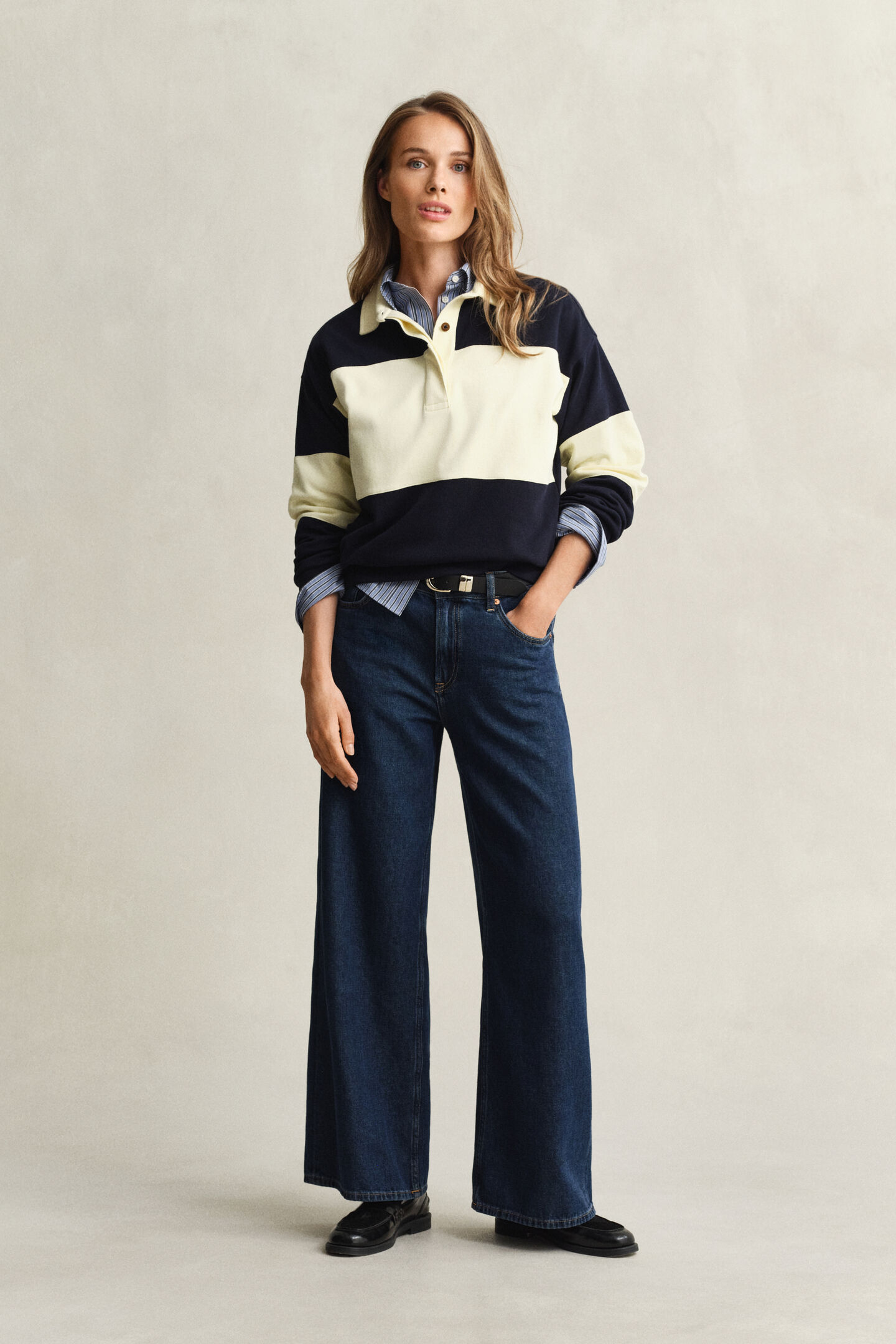 Piqu&eacute; Textured Color Blocked Rugger