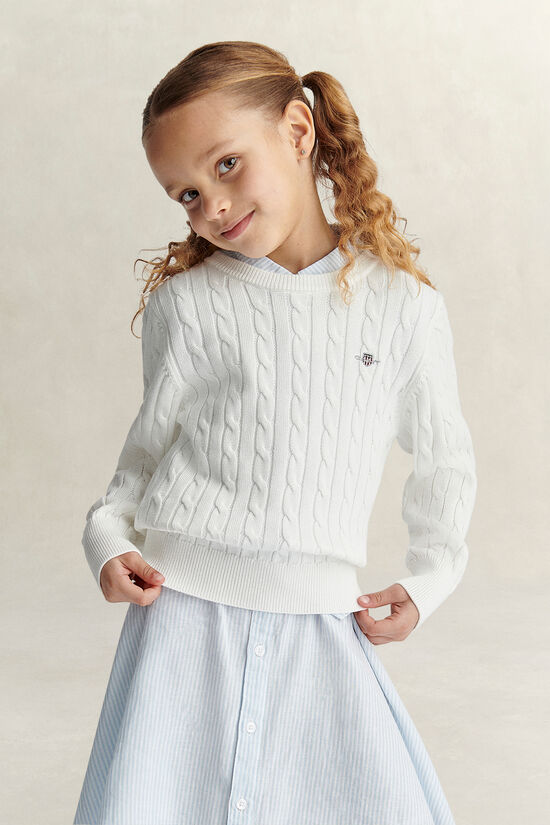 Girls Shield Cable Knit Sweater