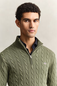 Cotton Cable Knit Half-Zip Sweater