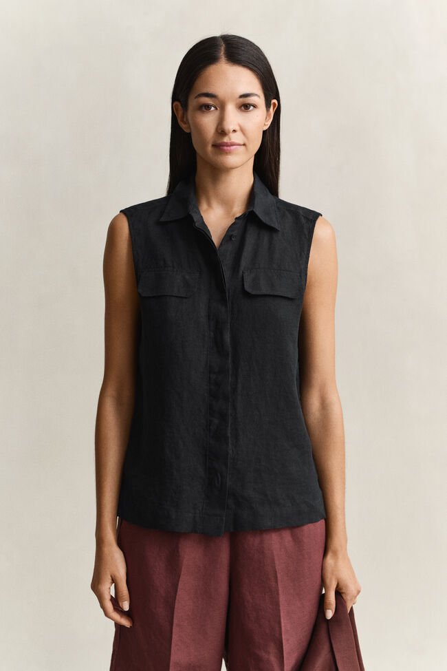 Sleeveless Linen Shirt