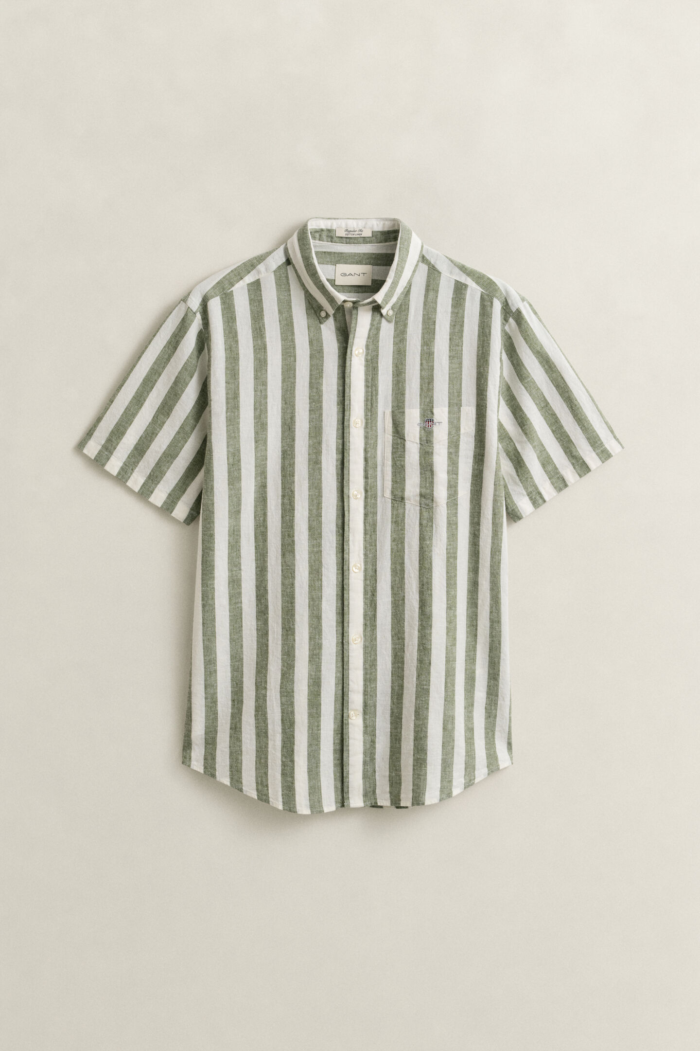 Striped Linen Blend Short Sleeve Shirt