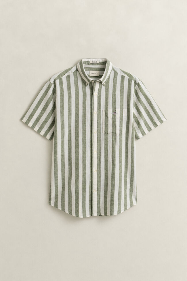 Striped Linen Blend Short Sleeve Shirt