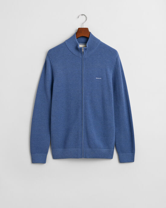 Cotton Piqué Zip Cardigan