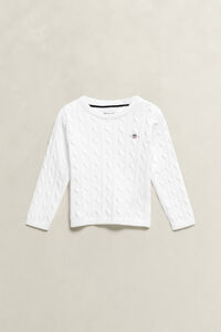 Girls Shield Cable Knit Sweater