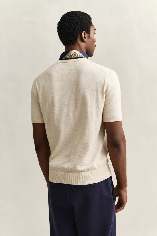 Slub Cotton Blend Short Sleeve Sweater