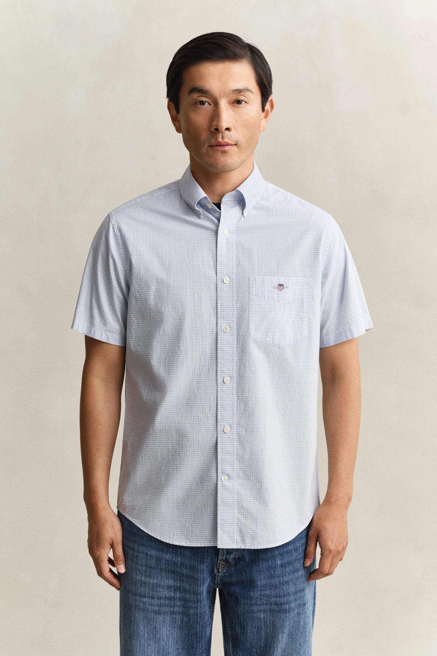 Gingham Classic Poplin Short Sleeve Shirt