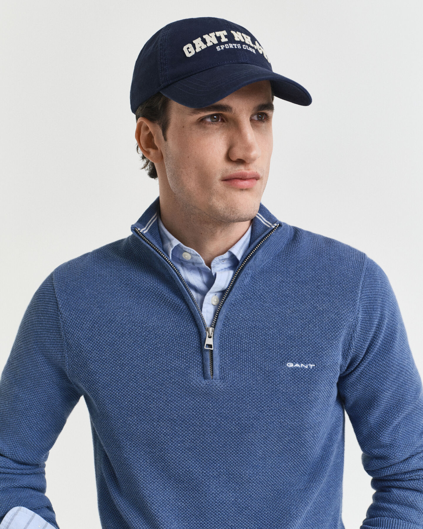 Cotton Piqu&eacute; Half-Zip Sweater