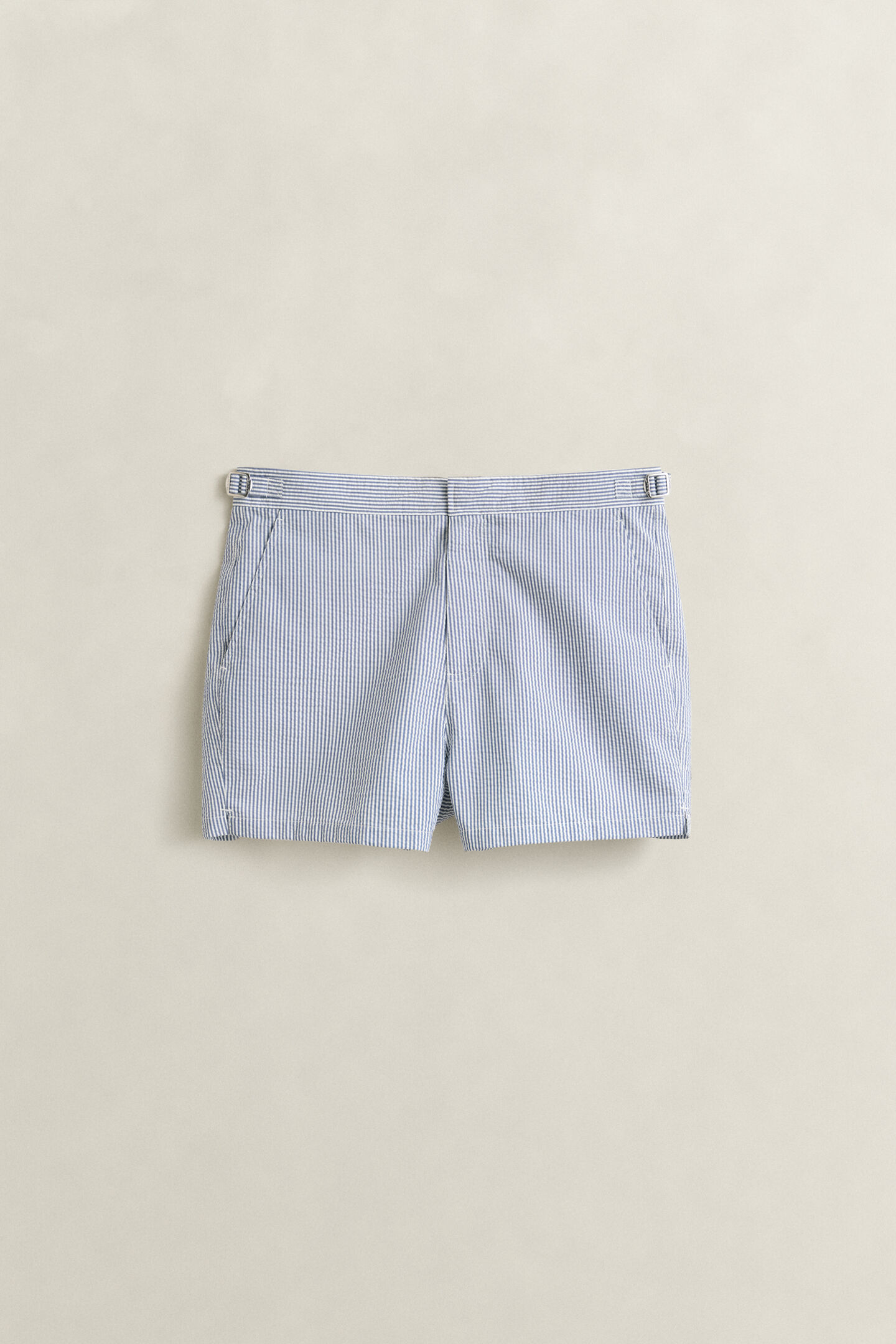 Fitted Seersucker Swim Shorts