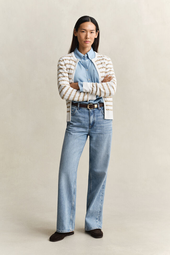 Striped Cable Knit Cardigan