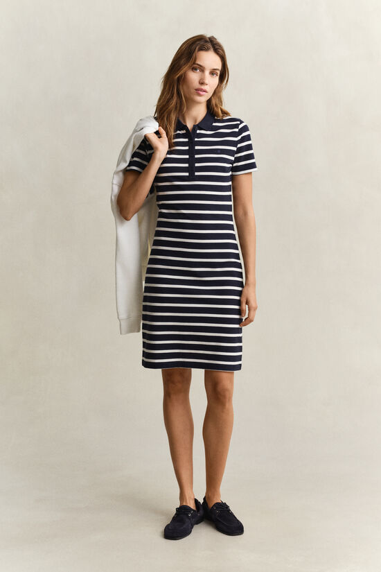 Striped Piqu&eacute; Polo Dress