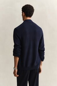 Textured Cotton Zip Cardigan