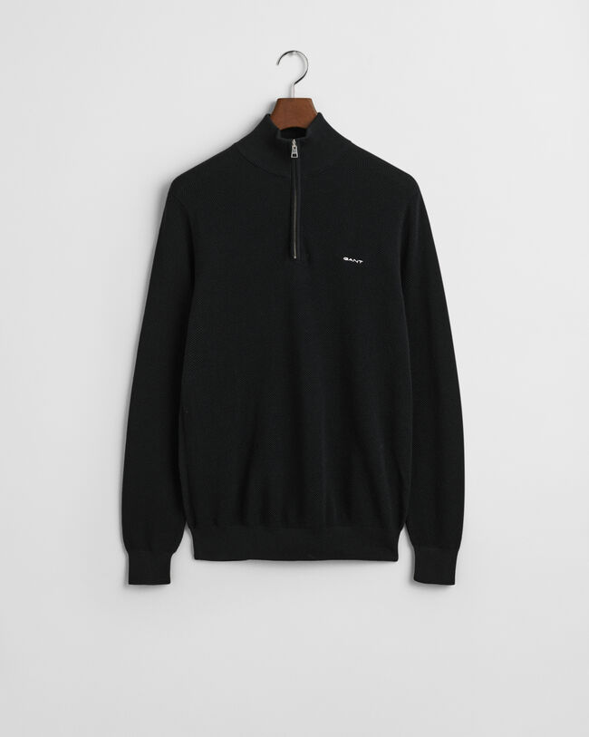 Cotton Piqué Half-Zip Sweater