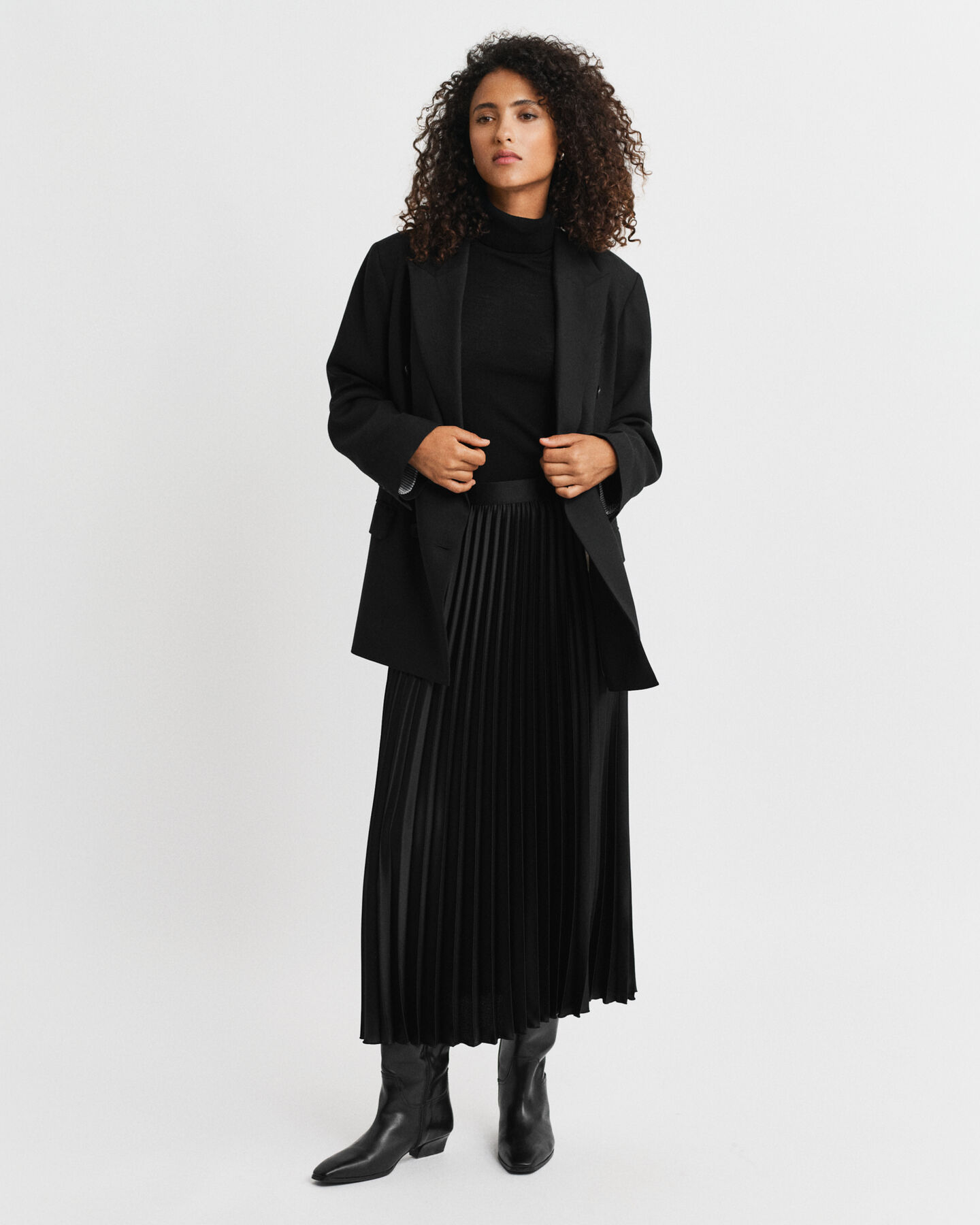 Pleated Sateen Skirt