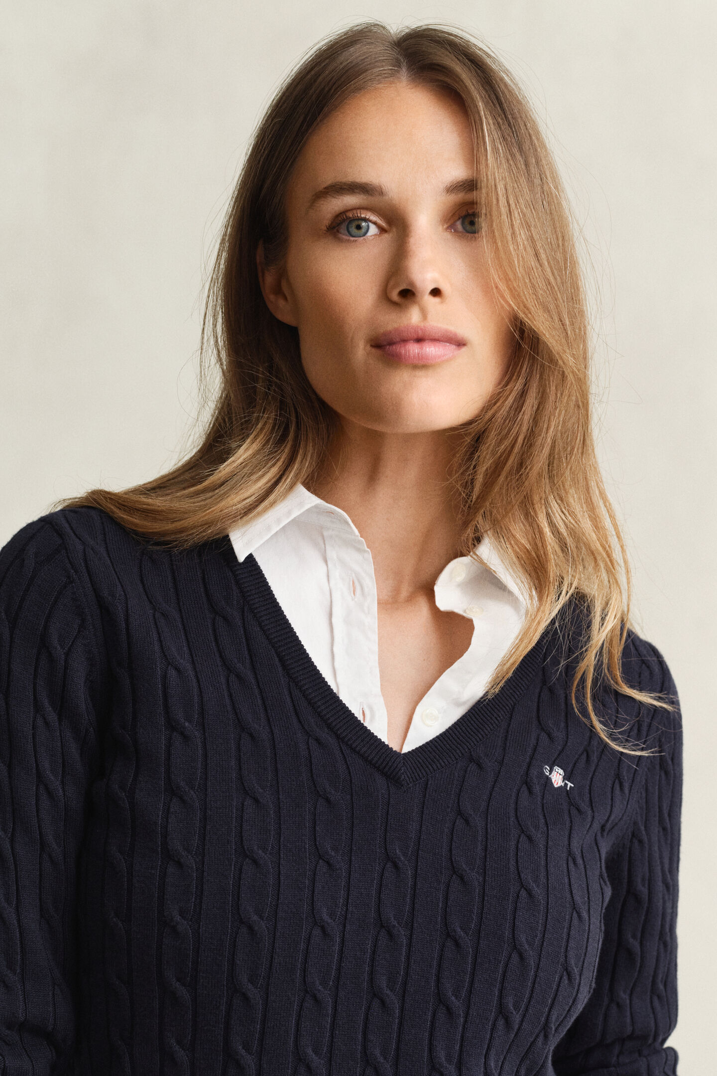 Cable Knit V-Neck Sweater